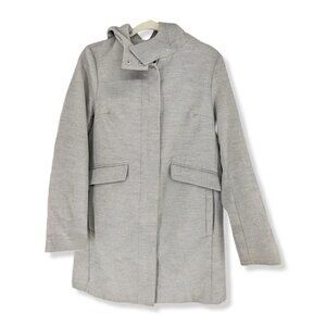 ASOS Hooded Long Coat Zip Front Gray Lined Pockets Women's Sz 10